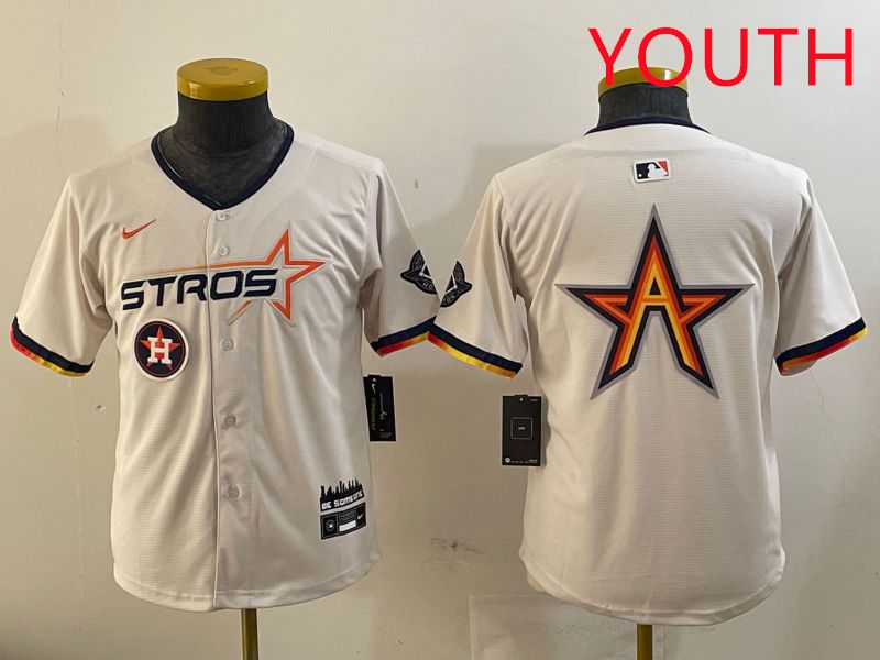Youth Houston Astros Blank Cream three generations Joint Name 2025 Nike MLB Jersey style 4148
